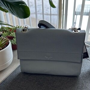 NWT T Tahari Light Blue Leather Farrah Crossbody Bag